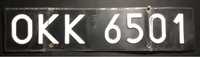Czarna tablica rejestracyjna OKK 6501