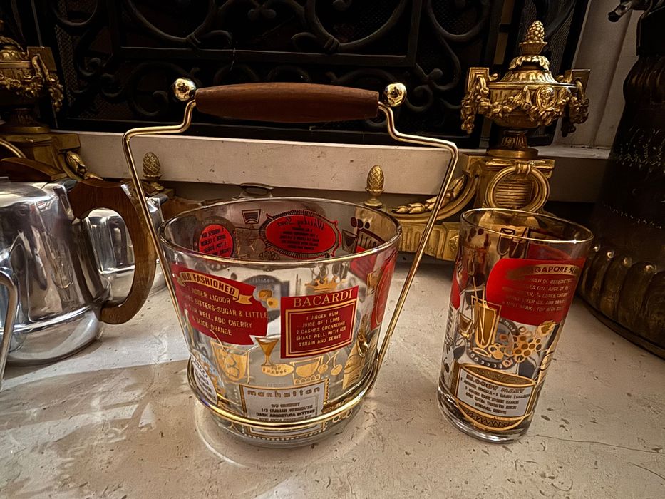 Balde e 8 copos de vidro