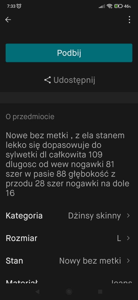 Spodnie jeansy męskie diverse L