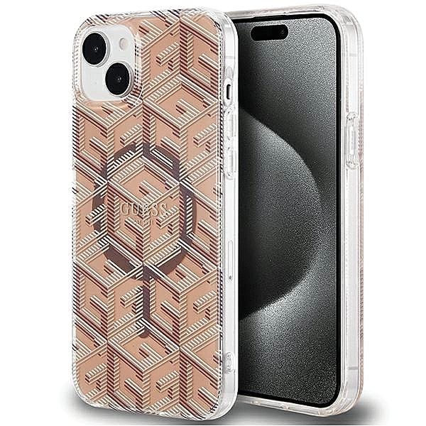 Etui Guess IML GCube MagSafe na iPhone 15 Plus / 14 Plus - brązowe