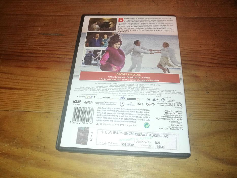 BAILEY UM CÃO QUE VALE MILHÕES	DVD (legendagem em Português)