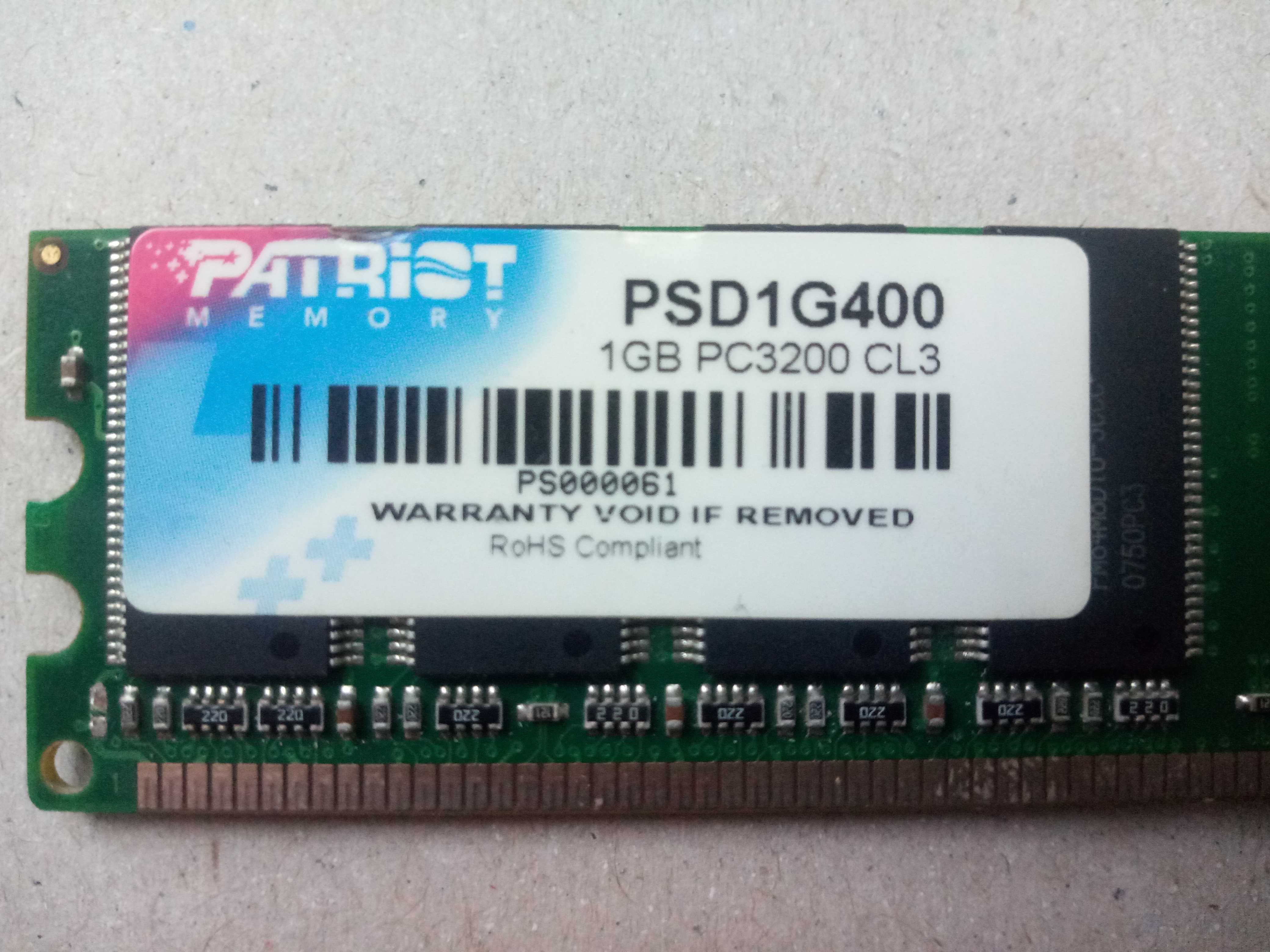 Оперативная память Patriot DDR-400 [ 1Gb ] PC-3200