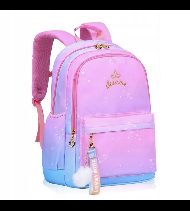 Plecak szkolny dla dziewczynki dwukolorowy tornister, różowo turkusowy