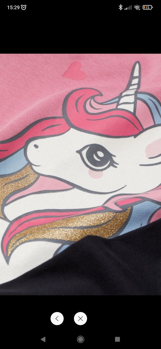 201-> UNICORN komplet tunika legginsy H&M r.116 5-6Y jednorożec