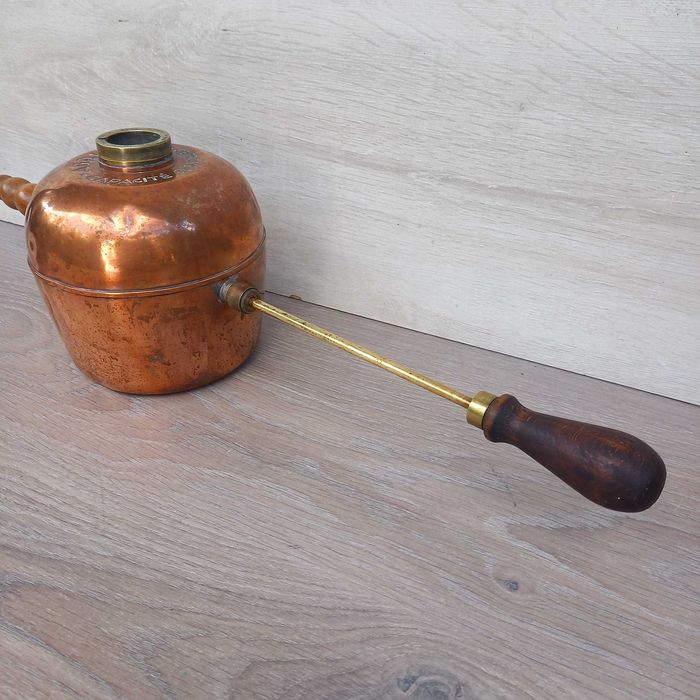 Stary francuski miedziany opryskiwacz hydronetka - sygnowany