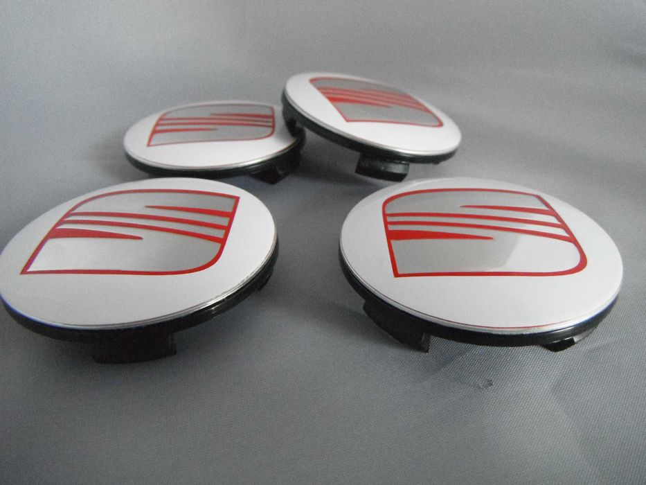 4 centros para jante, kit completo pronto a aplicar SEAT branco