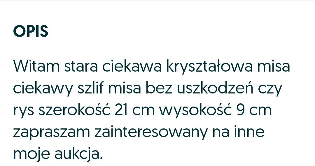 Kryształowa ośmiokątna misa.