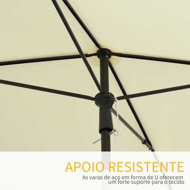 Chapéu de Sol Retangular de Jardim (com Função de Inclinação) - Creme
