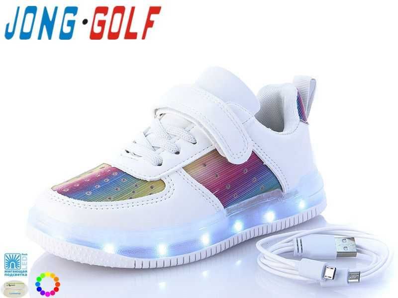 Детские светящиеся кроссовки тм JongGolf с кабелем Usb Размеры 26 -33