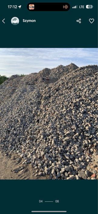 Czarnoziem przesiany,piasek,podbudowa,żwir,suchy beton,kamień