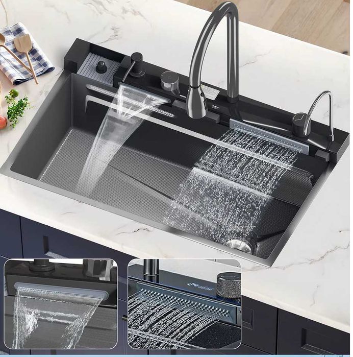 Zlewozmywak kuchenny ze stali nierdzewnej,duży,Rozmiar:75x45