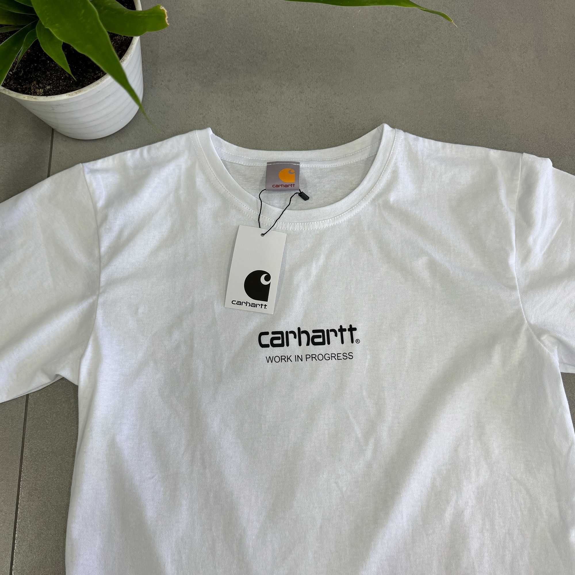 Вінтажна нова футболка Carhartt — Кархарт базова футболка біла принт