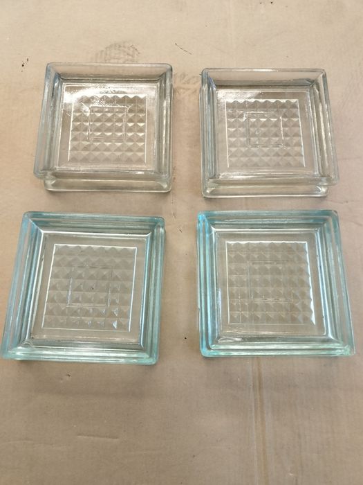 Luksfer szklany  PRL 20 x 20 Popielniczka PRL