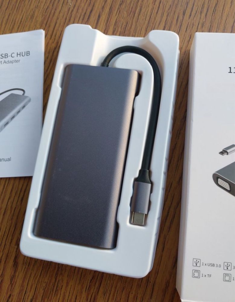 Hub USB C, stacja dokująca, adapter USB C 11 w 1