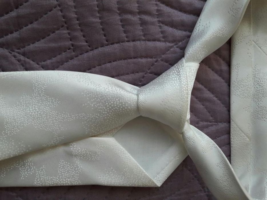 Krawat slub ivory smietanowa biel smietankowa
