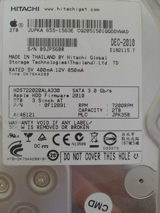 Dysk twardy HITACHI Sata 3,0 Apple HDD 2TB 3.5 inch