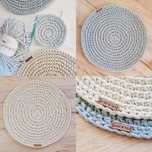 Podkładki maty na stół ze sznurka ręcznie robione hand made boho beż