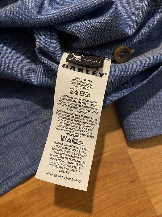 (М) Хлопковая голубая рубашка OAKLEY блакитна бавовняна сорочка