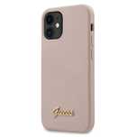 Etui Guess Silicone Script Gold Logo Na Iphone 12 Mini - Jasnoróżowe