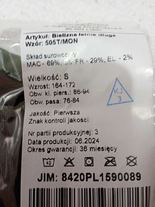 Bielizna letnia dluga MON