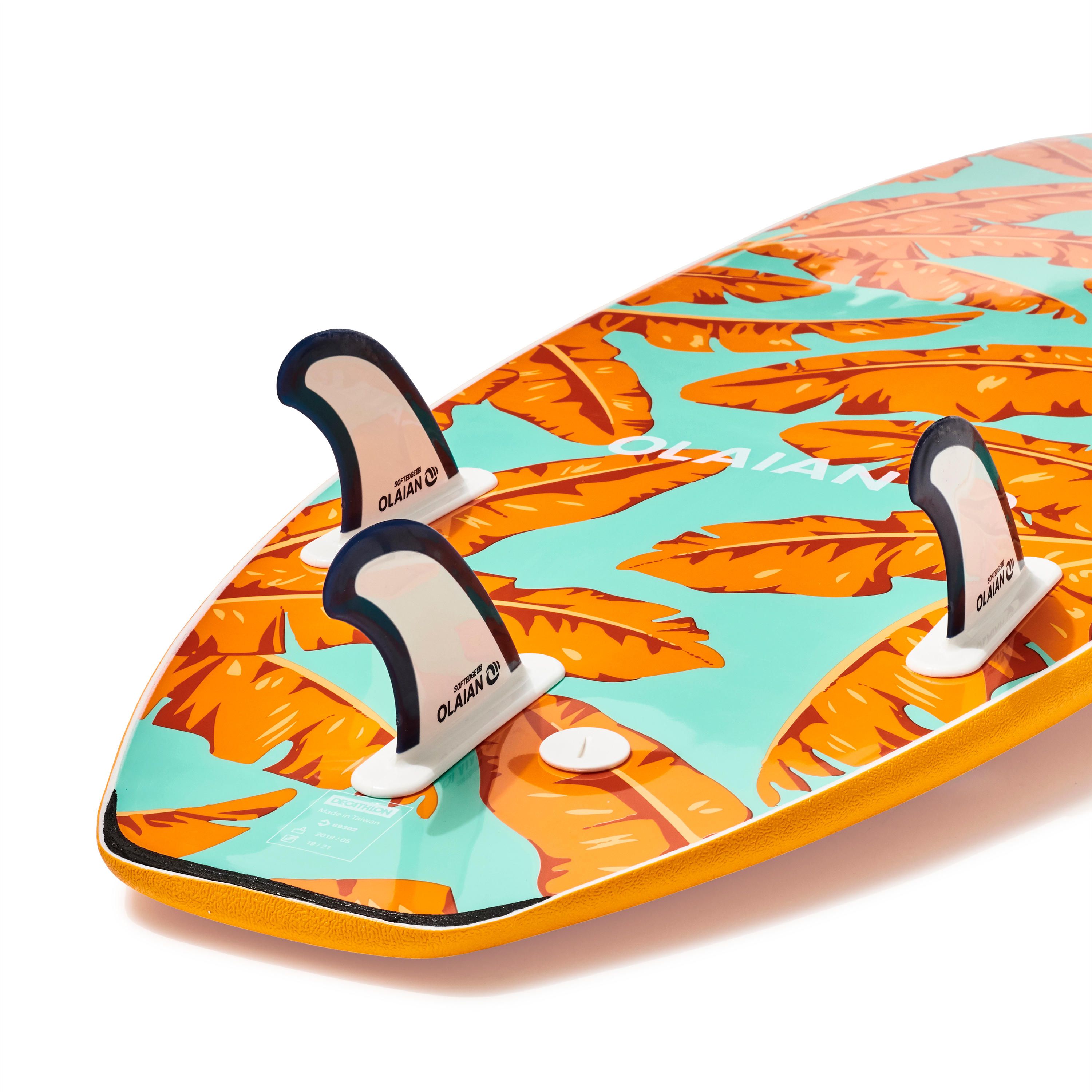 PRANCHA DE SURF ESPUMA 500 6'. Inclui 1 leash e 3 quilhas.