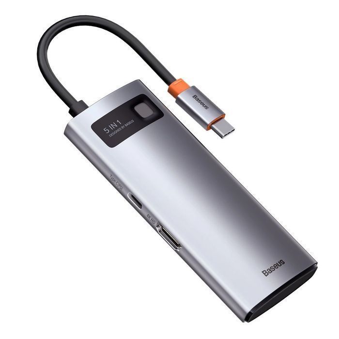 Baseus Metal Gleam 5w1 Hub USB-C/HDMI 4K 30Hz 100W PD - Szary