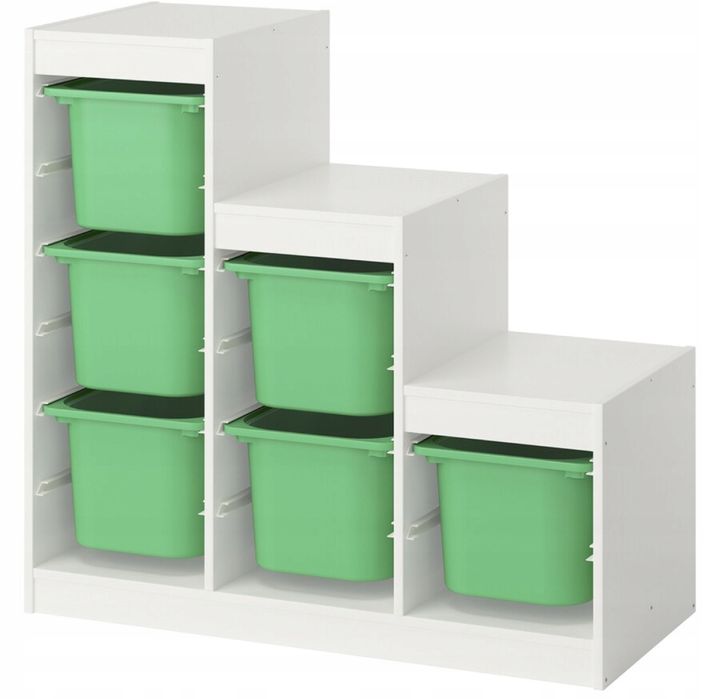 IKEA TROFAST regał BIAŁY + 6 pojemników RÓŻOWY
