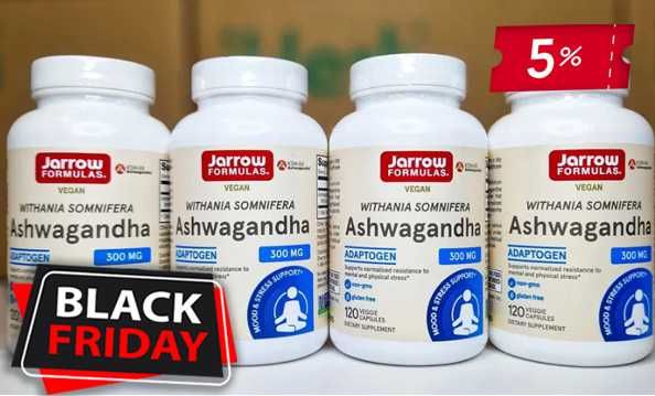 Ашваганда Jarrow Formulas 300 мг, 120 капсул. Ashwagandha