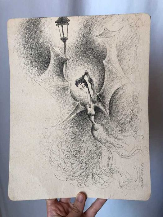 Desenho Tinta da China Vintage Jorge Marcel
