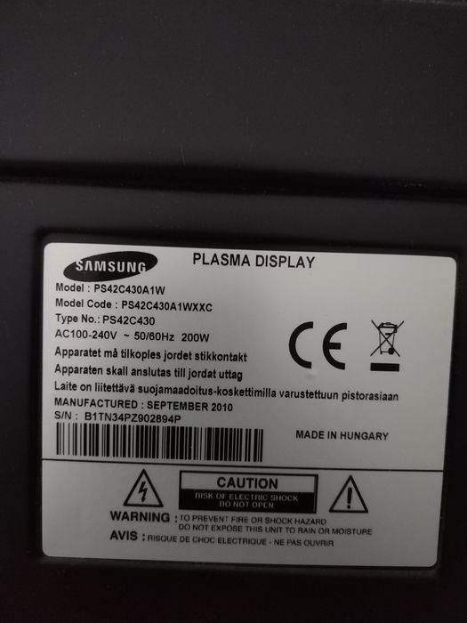 Samsung plasma Display PS42C430A1WXXC