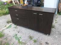 Komoda z szufladami ciemny brąz połysk 163x42x80
