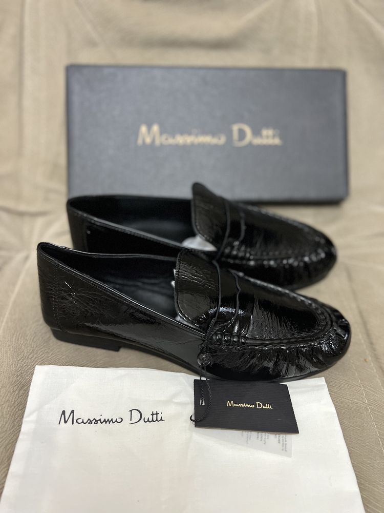 Кожаные мокасины лоферы Massimo Dutti