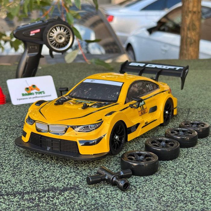Дрифт машинка на радиоуправлении BMW M3 желтая - 30 км/ч | БМВ дрифт