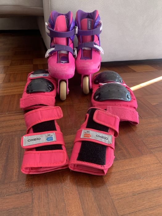 Patins Oxelo Play 3 e Kit de Proteções