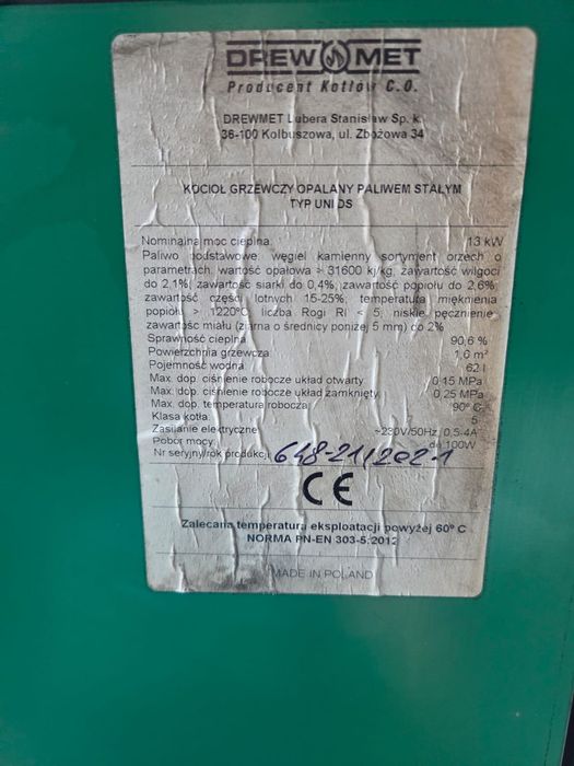 Części do kotła Drewmet 5 klasa 13.5 kw