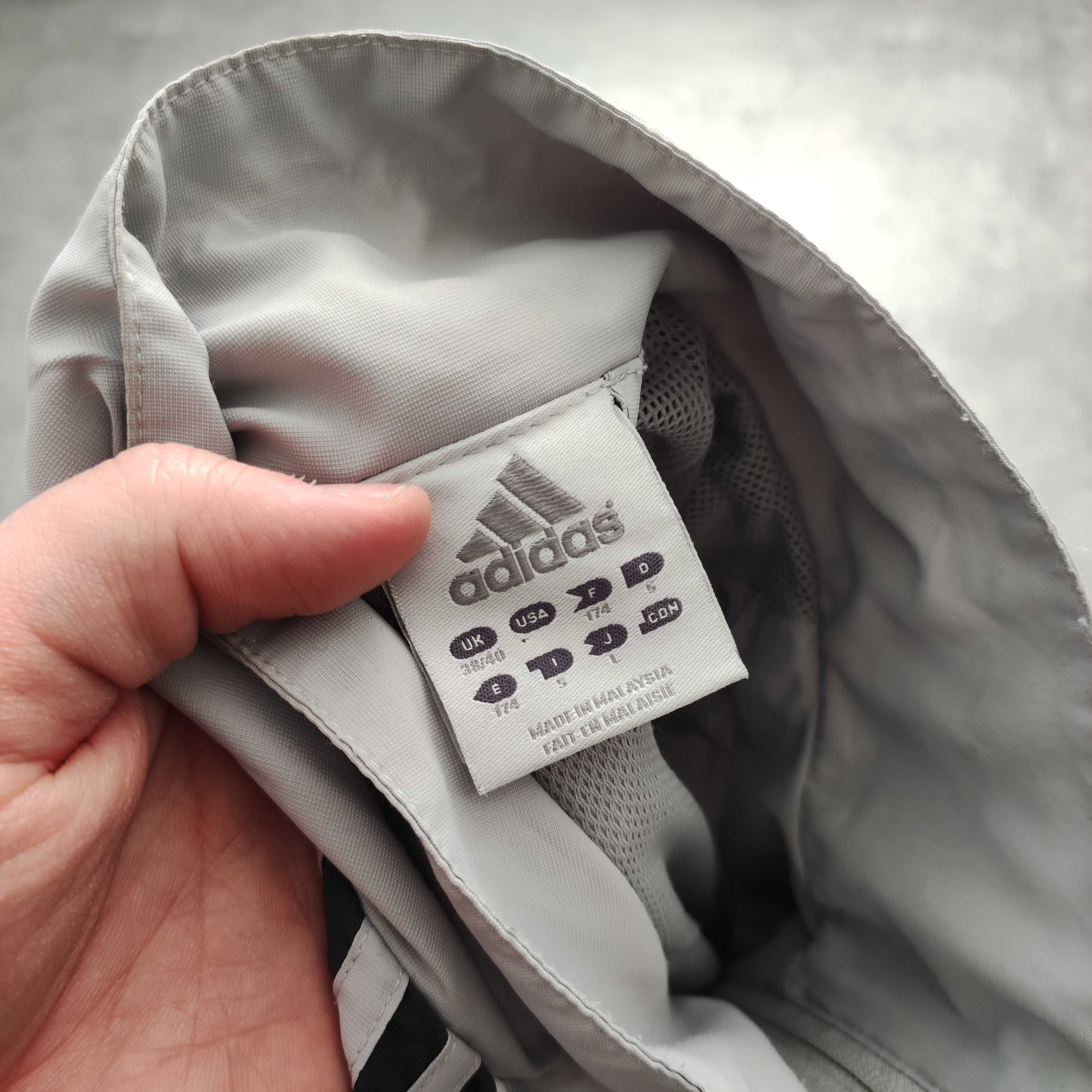 MĘSKA Retro Kurtka Wiatrówka Bluza Suwak 3 Paski Adidas Szara Sport