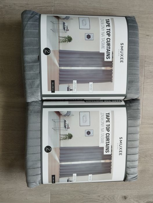 4 zasłony aksamitne welurowe Smukee 4x zasłona szara na taśmie