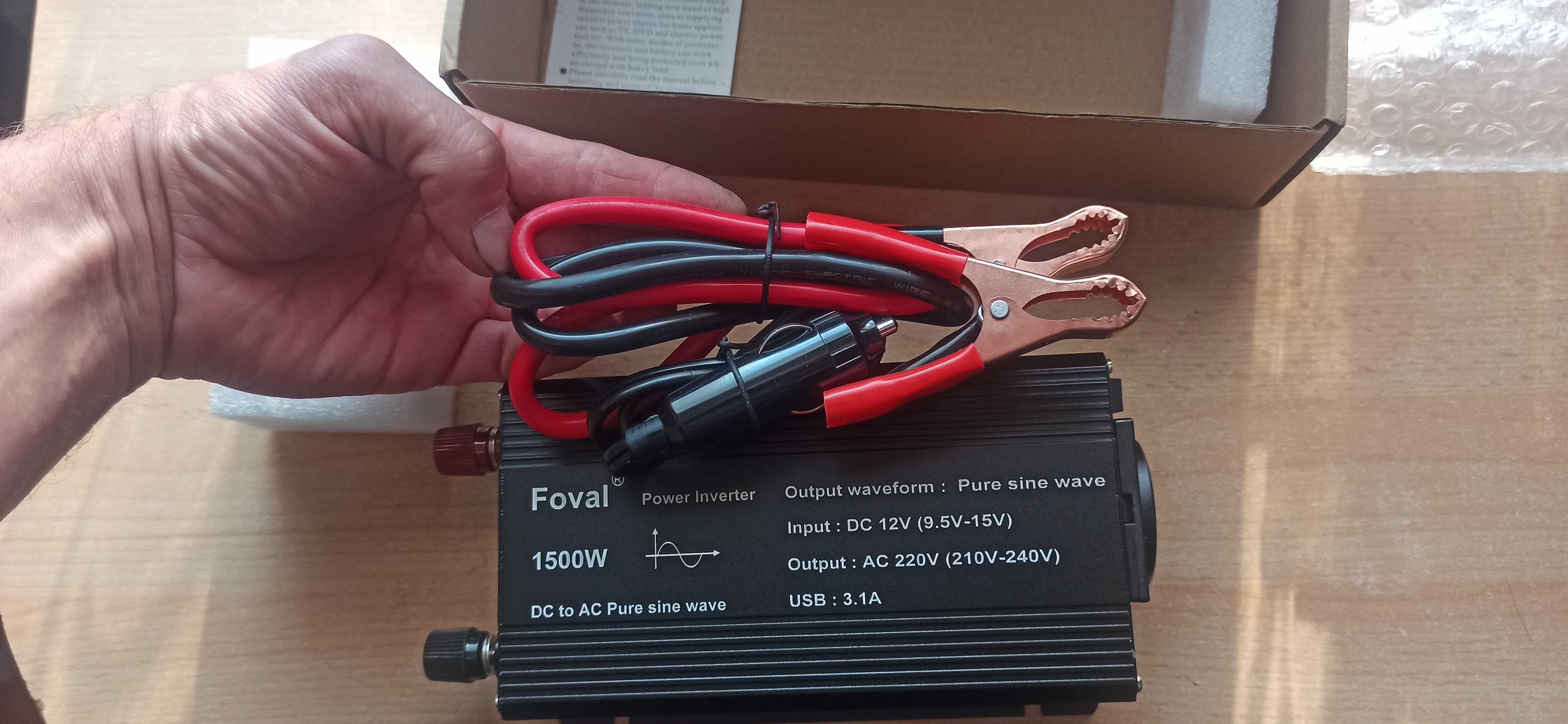 Інвертор FOVAL 12V-220 1500W, Чиста синусоїда (ПРАВИЛЬНА), для КОТЛА