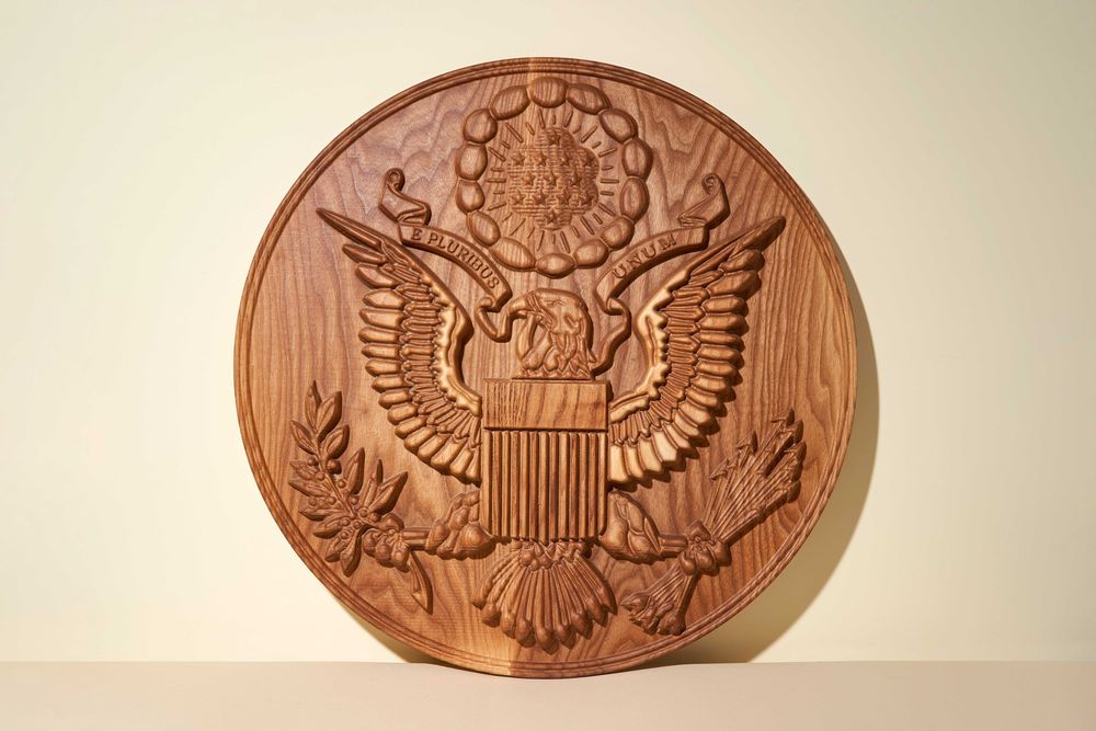 Герб резной деревянный, большая печать США декор