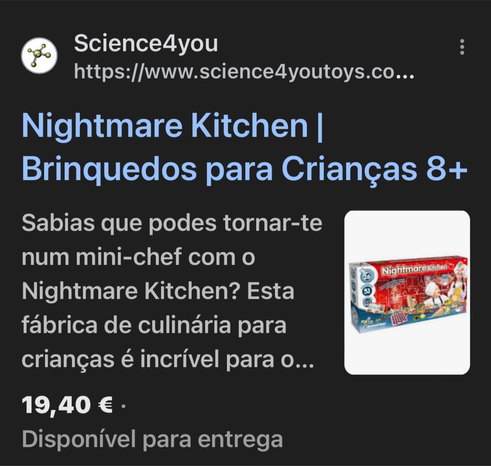 Jogo Nigtmare kitchen da science for you