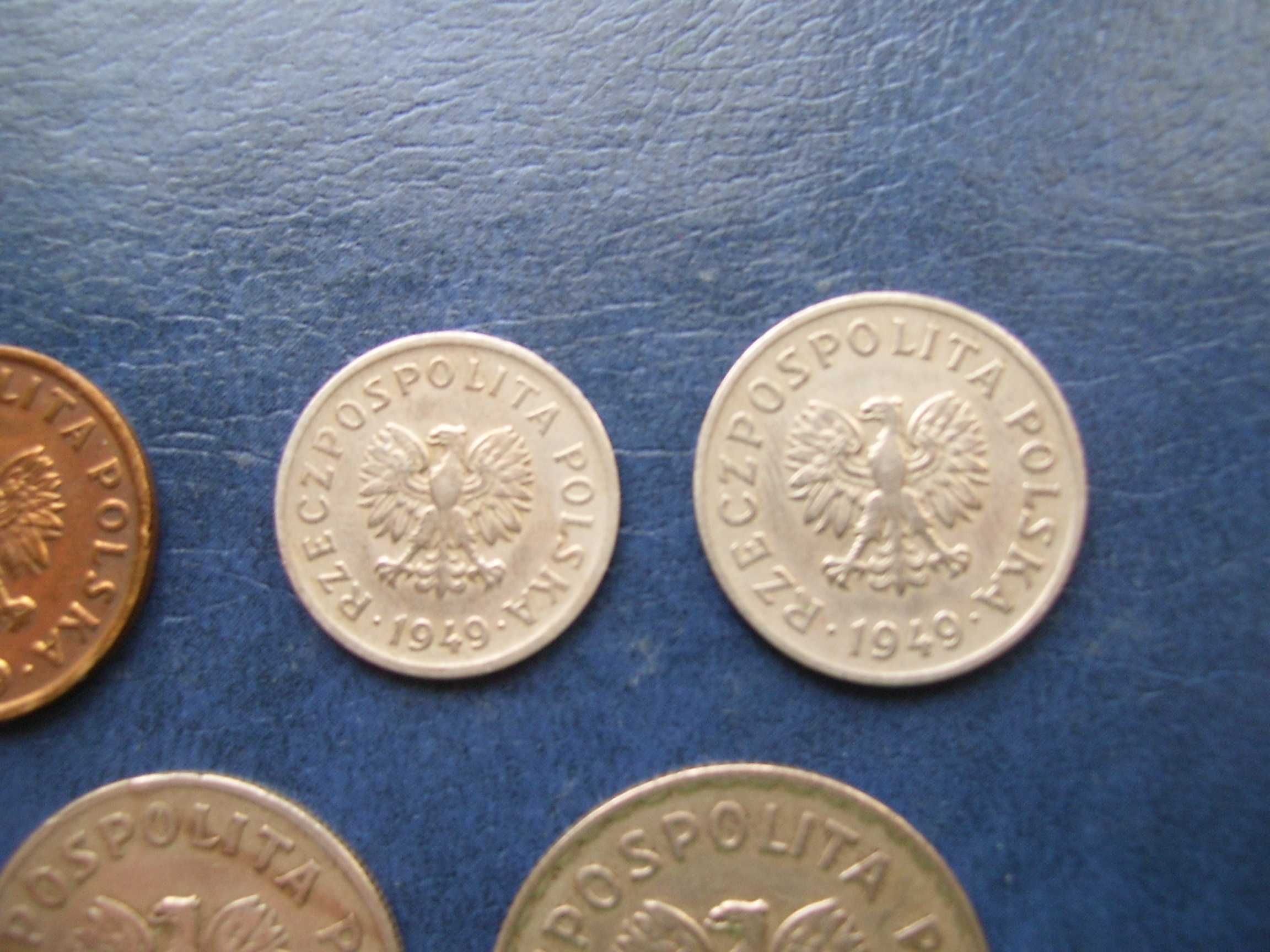 Stare monety 1949 MN 10gr 20gr 50 gr 1zł i 5 gr braz PRL  Piękne D