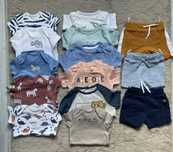 Zestaw ubranek komplet niemowlęcy 62cm body t-shirty szorty 14 sztuk