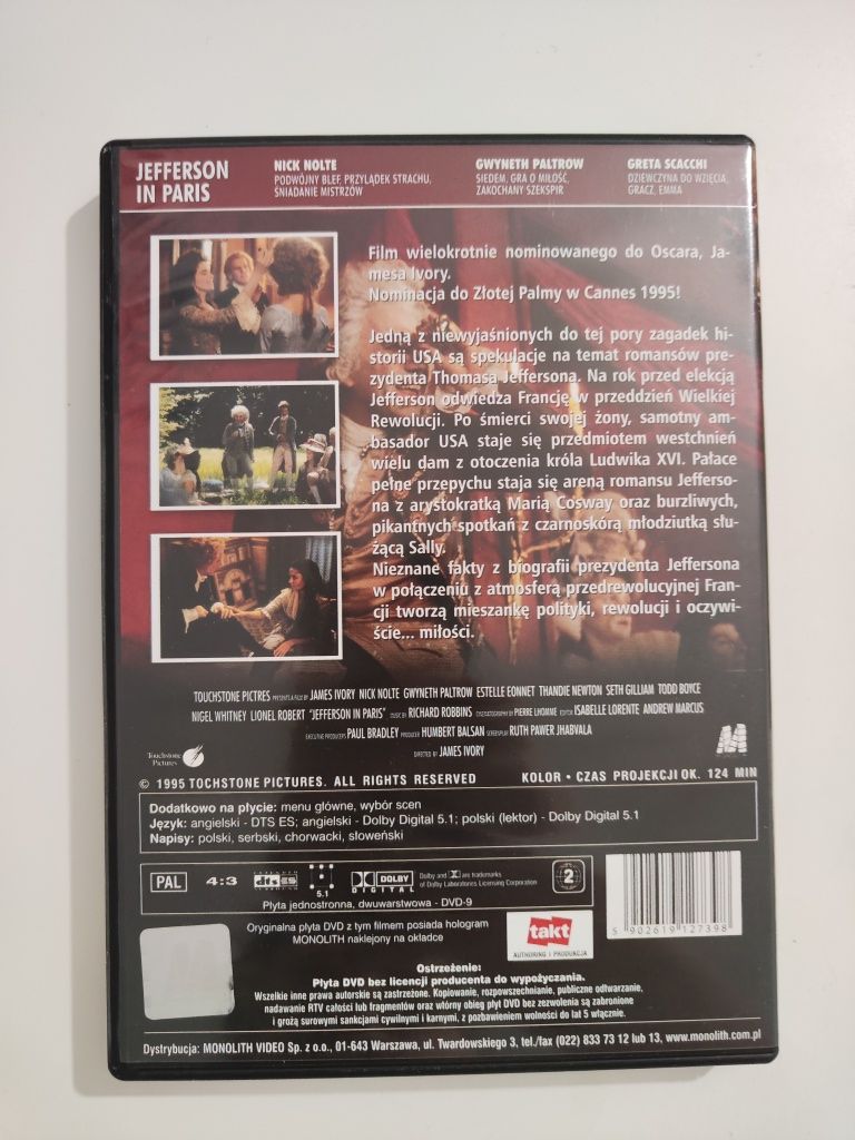 Jefferson w Paryżu - płyta DVD