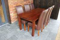 Stół dębowy + 6 skórzanych krzeseł, meble holenderskie.