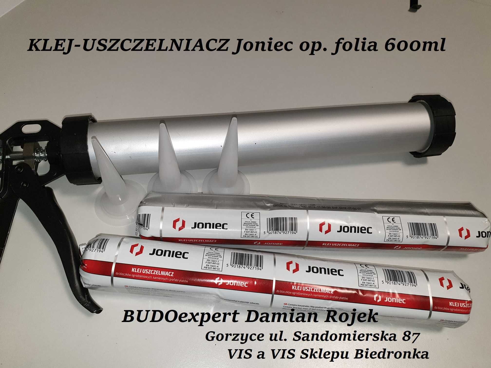 KLEJ JONIEC uszczelniacz do bloczków daszków op tuba 300ml folia 600ml