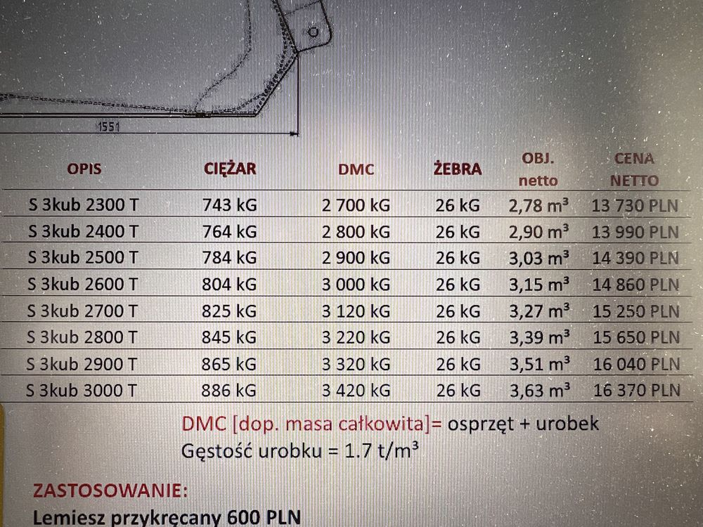 Szufla Teleskopowa Manitou JCB MEGA XXL CASE CAT MERLO Kramer weideman