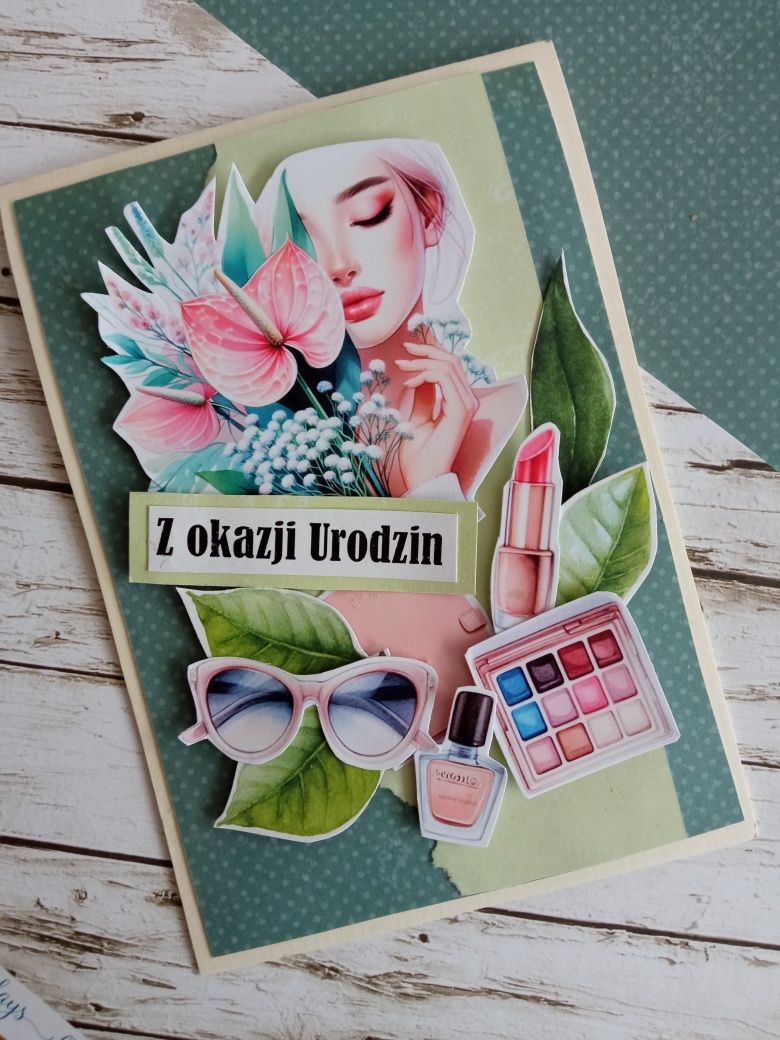 Kartka urodzinowa dla kobiety. Anturium.