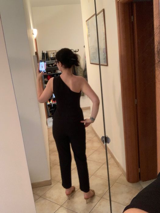 Zara kombinezon r.S czarny asymetryczny na jedno ramie