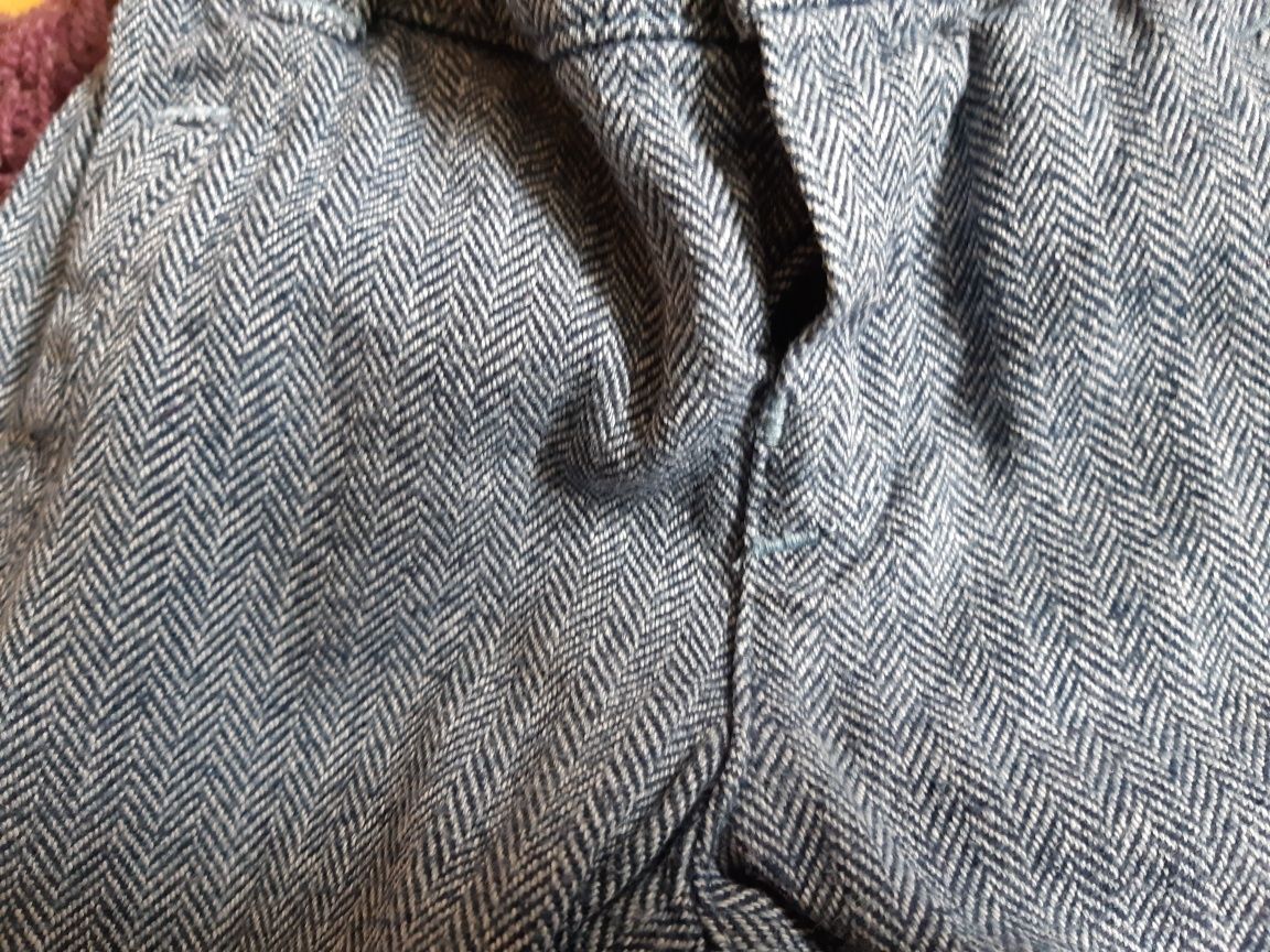 dwie pary spodni H&M ciepłe jodełkowe i granatowe, r. 86 92