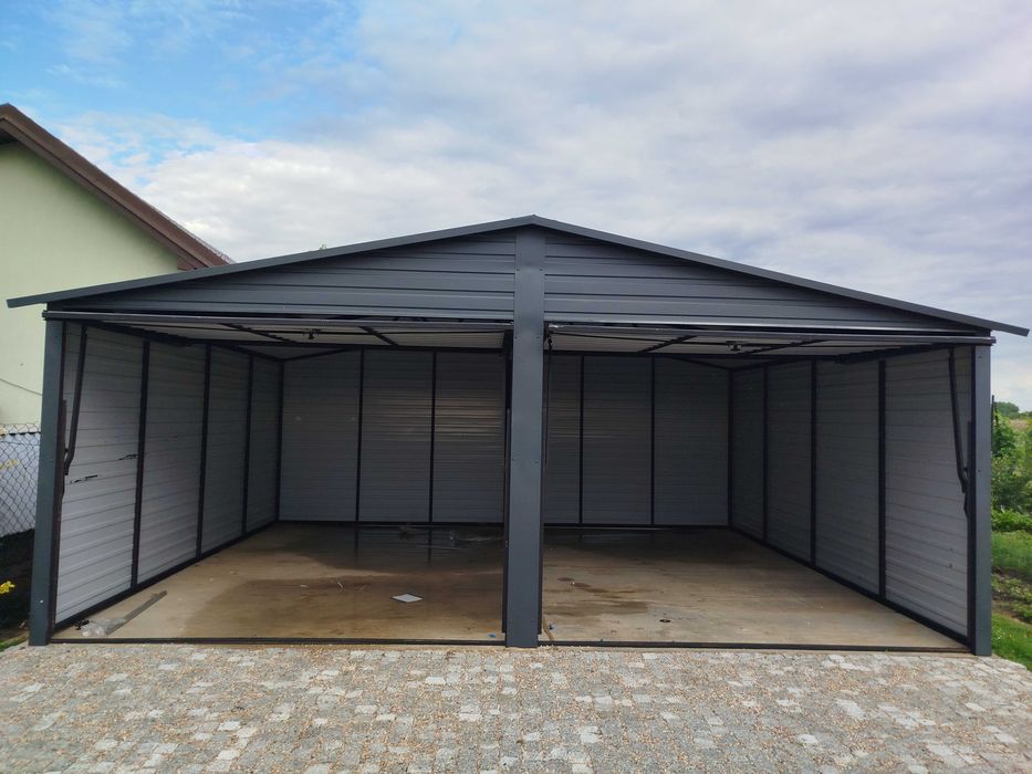 Ładny Garaż Blaszany Dwuspadowy - TANIE - Garaże Blaszane - Maj-Blach